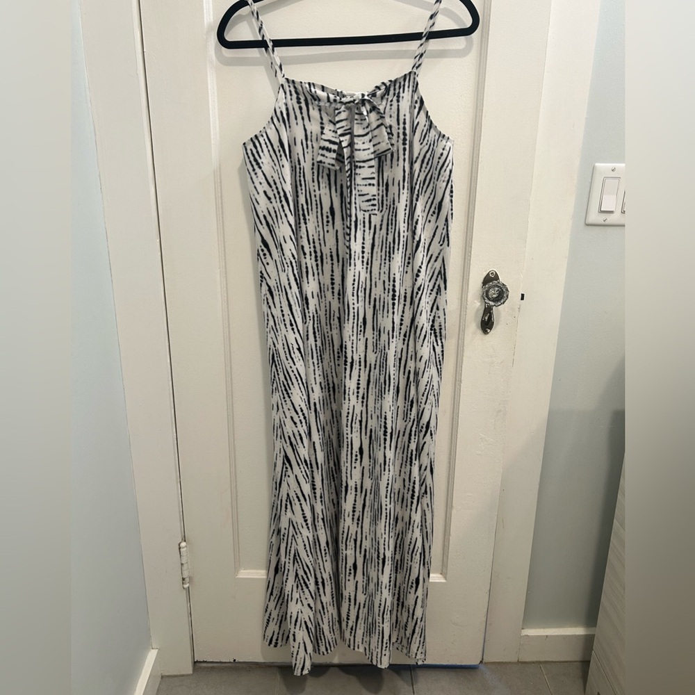 Black and white batik print dress